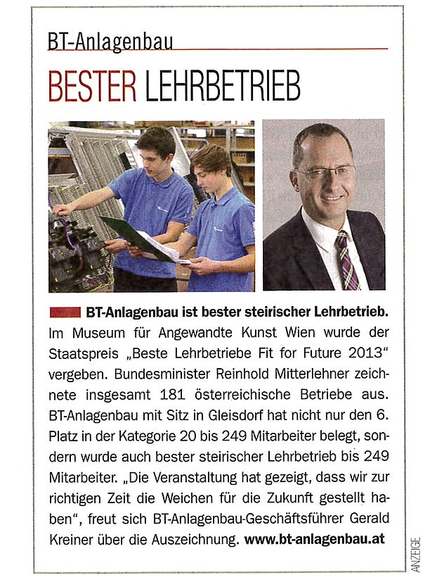 BT-Anlagenbau - Presse Archiv - weekend 15 16 11 2013