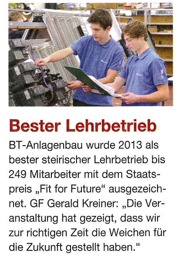 BT-Anlagenbau - Presse Archiv - Weekend Magazin 24 25 01 2014