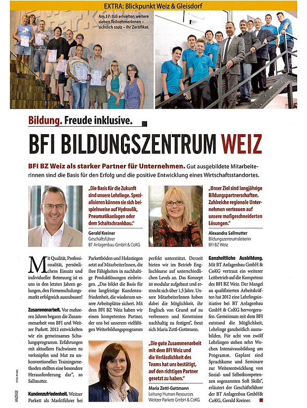 BT-Anlagenbau - Presse Archiv - weekend 20 21 09 2013