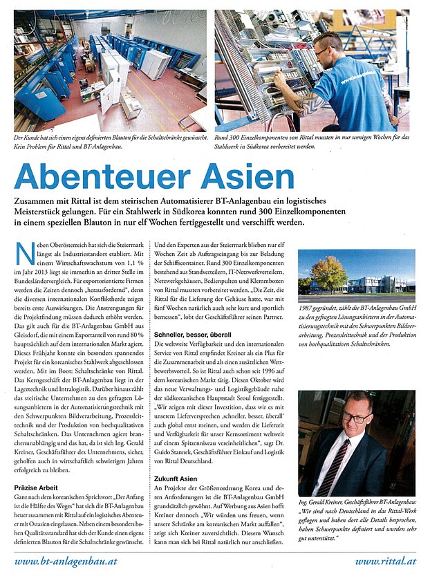 BT-Anlagenbau - Presse Archiv - Industriemagazin 11 2014